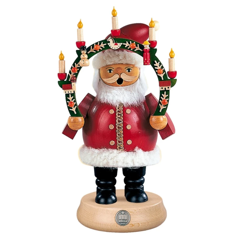 Müller Kleinkunst Santa Claus Incense Smoker with Candles - Decorative Christmas Figurine