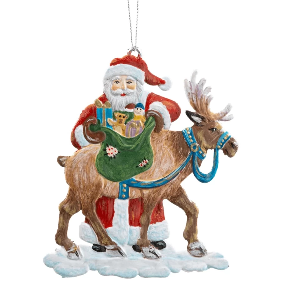 "Käthes Original Santa With Reindeer Christmas Figurine – Handcrafted Holiday Decoration"