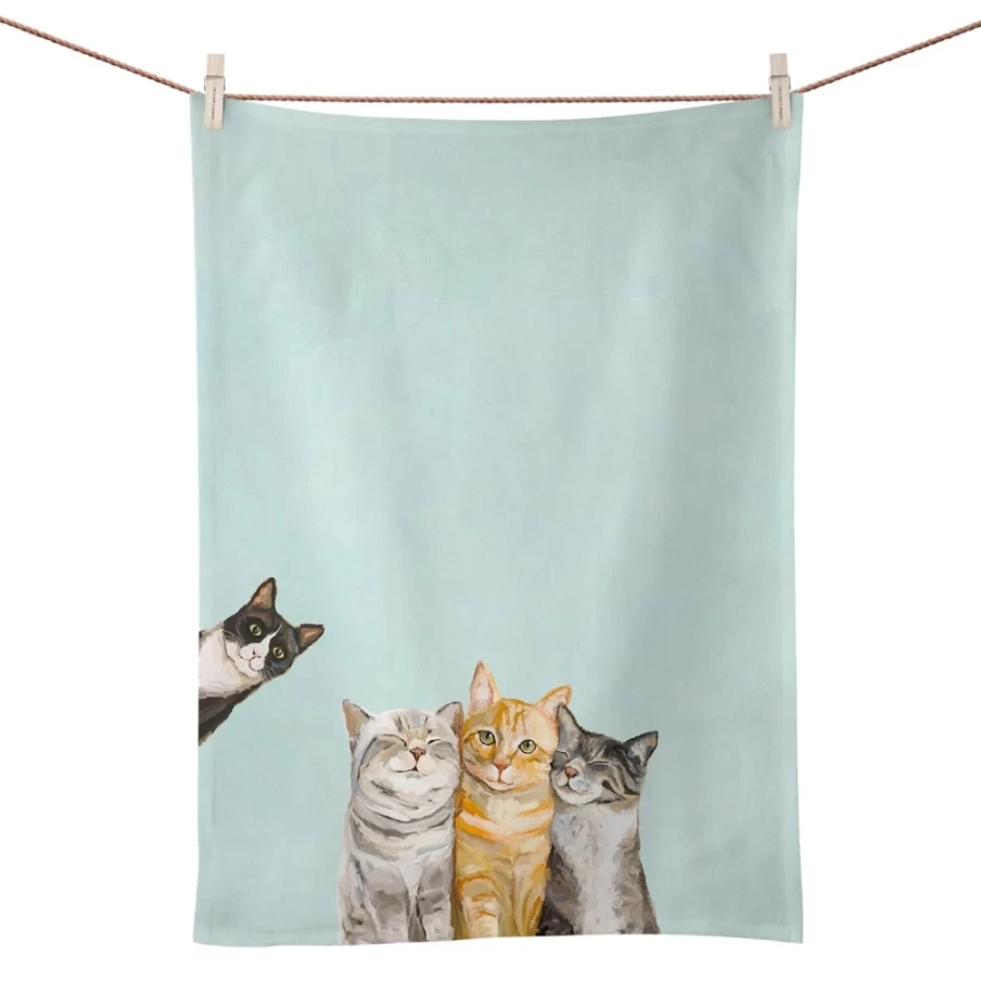 Käthe Wohlfahrt Cat Friends Decorative Dish Towel - Cute Kitchen Towel with Cat Design