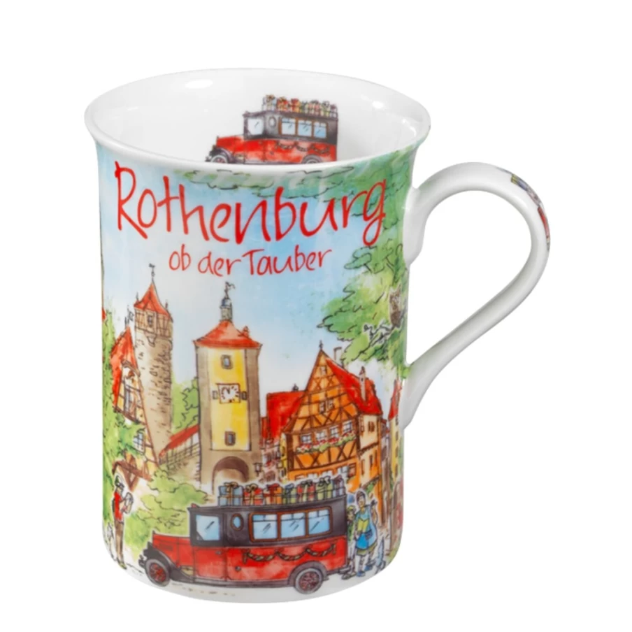 Käthe Wohlfahrt Rothenburg Themed Porcelain Coffee Mug - Handcrafted Ceramic Tea Cup with Traditional German Design