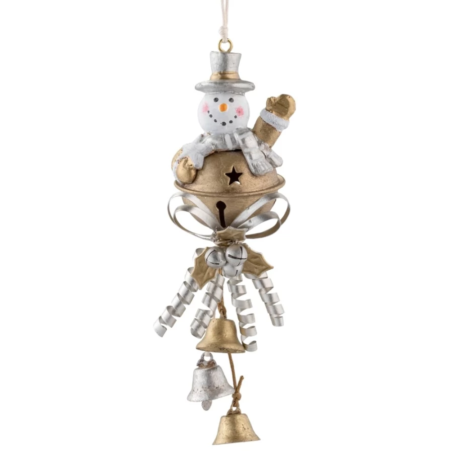 "Käthe Wohlfahrt Handcrafted Snowman With Bell Christmas Ornament"