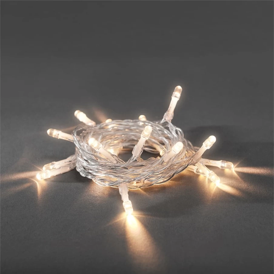 KONSTSMIDE 30-LED White Fairy Lights – Energy Efficient Indoor/Outdoor Decorative String Lighting