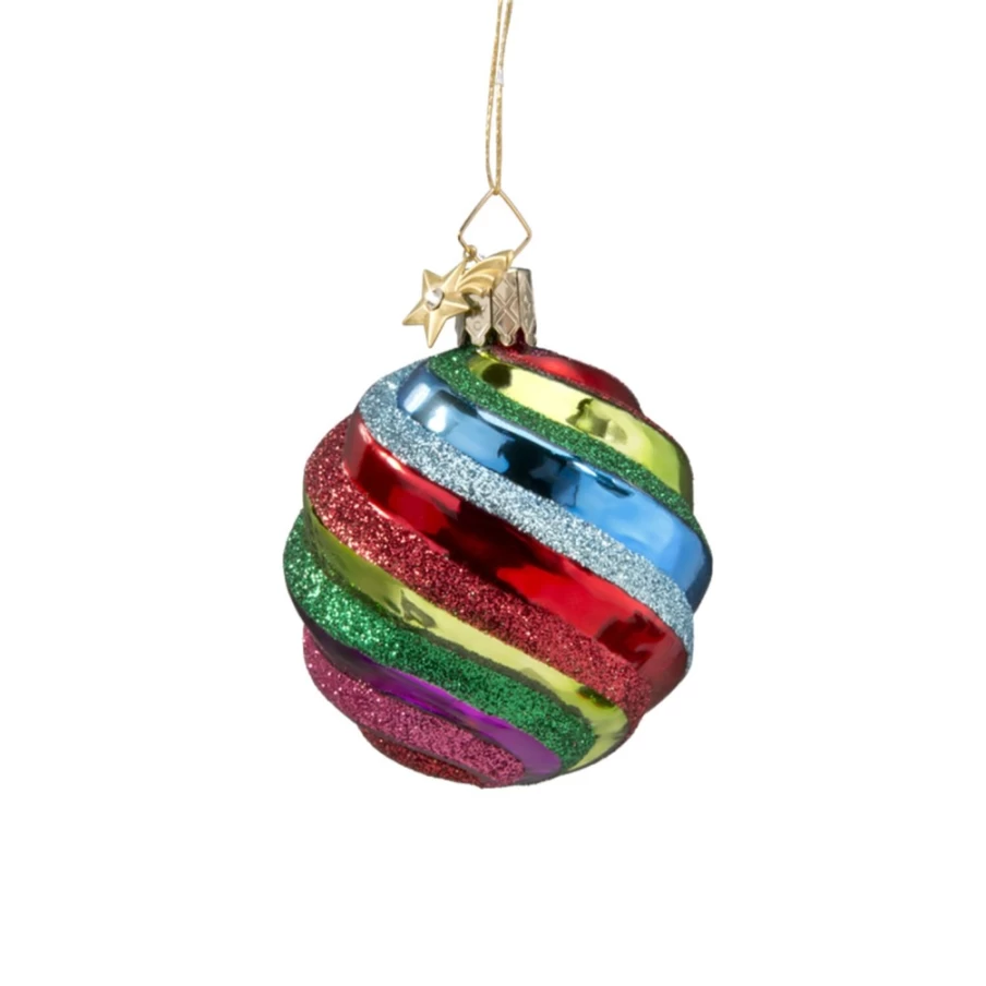 Poesie in Glas 6cm Multicolored Spiral Glass Bauble Ornament for Christmas Tree Decor