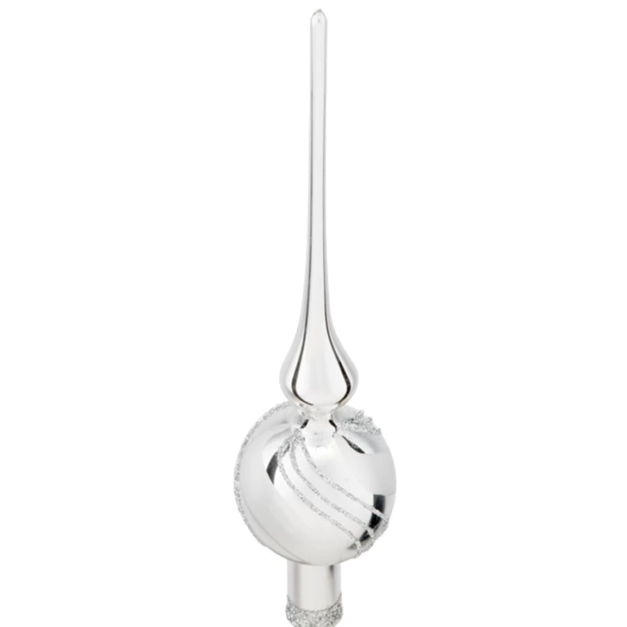 "Käthe Wohlfahrt Glitter Silver Christmas Tree Topper - Elegant Holiday Decor"