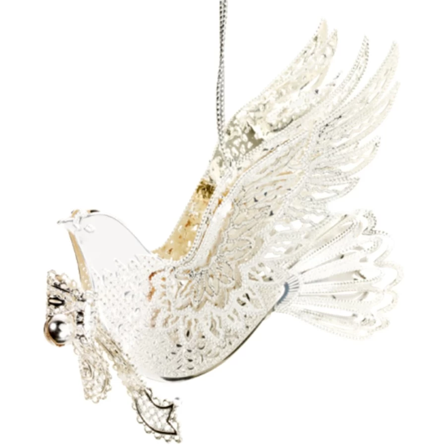 Käthe Wohlfahrt Silver-Plated Dove Christmas Ornament – Elegant Holiday Decoration
