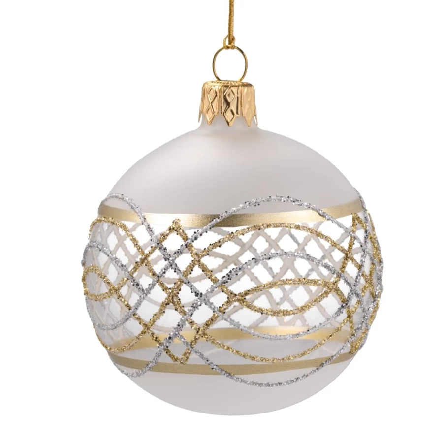 Käthe Wohlfahrt Gold and Silver Decorated 6cm Clear Glass Christmas Bauble Ornament
