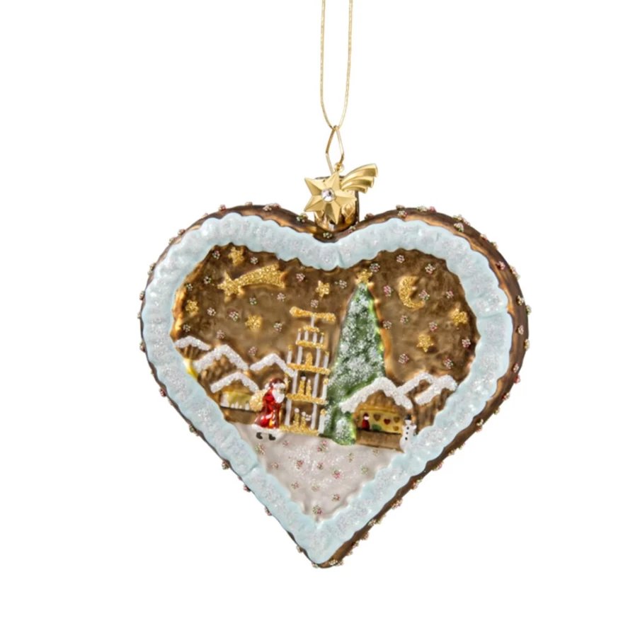 "Poesie in Glas Gingerbread Heart Christmas Tree Ornament - Festive Holiday Decor"