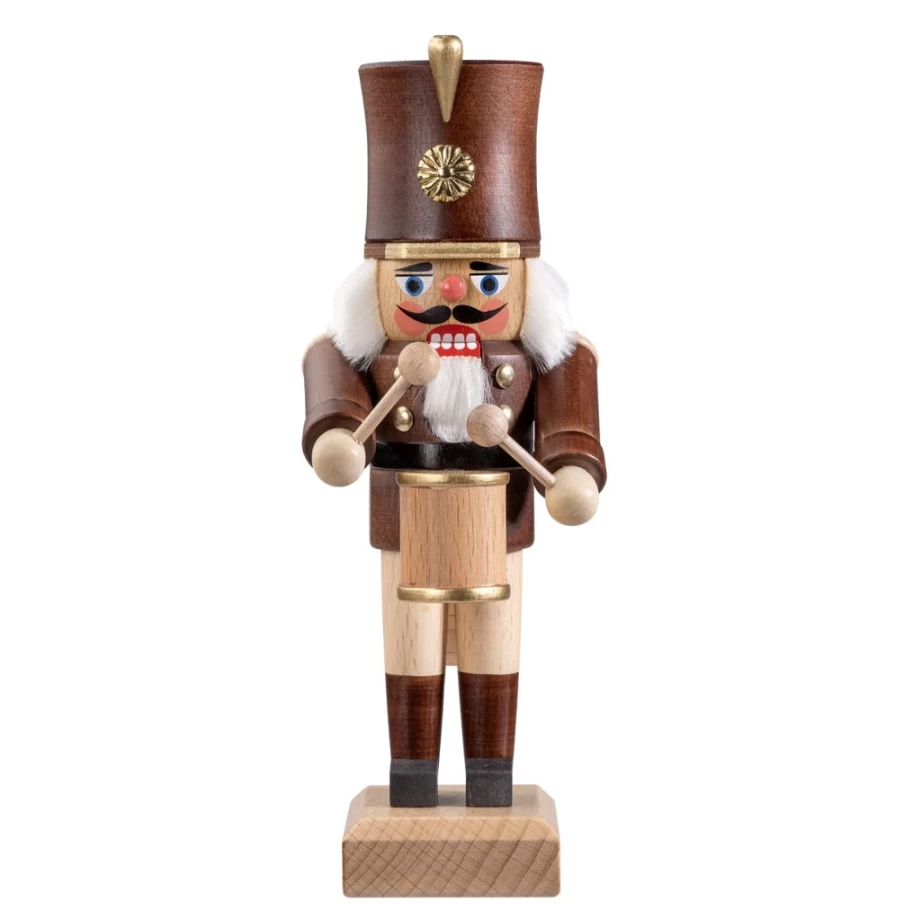 HODREWA 8.1" Brown Nutcracker Drummer Figurine - Christmas Decoration Collectible
