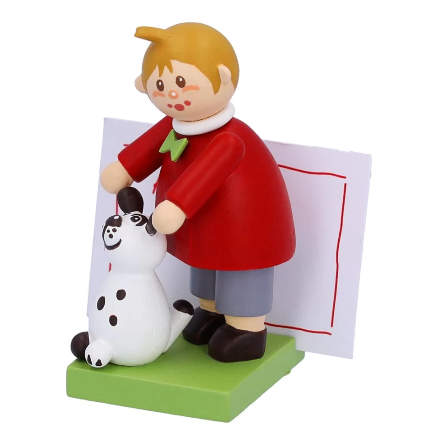 "Käthes Original Handcrafted Boy With Dog Figurine – Collectible German Porcelain Statue"