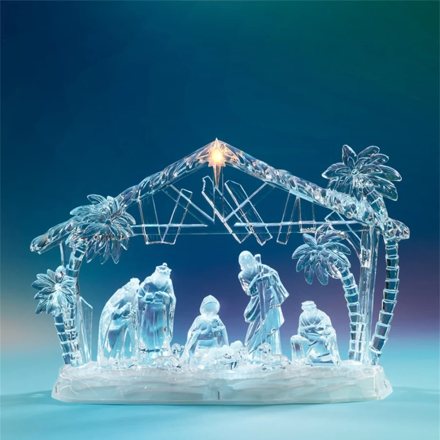 "Käthe Wohlfahrt Handcrafted Acrylic Nativity Scene – Christmas Decoration"