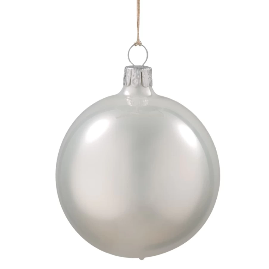"Käthe Wohlfahrt White Glass Christmas Bauble, 7cm Holiday Ornament"