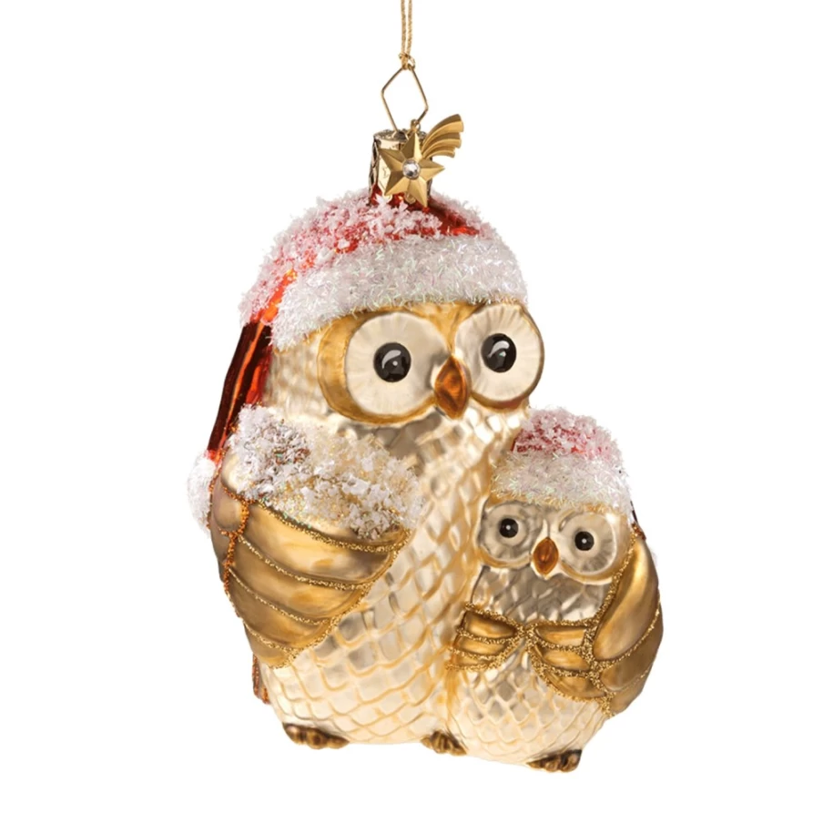 "Poesie in Glas Mother and Child Owl Figurine – Handcrafted Glass Art Collectible"