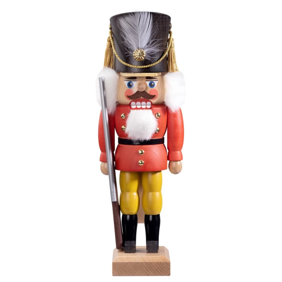HODREWA Red Nutcracker Soldier "Guards" Christmas Decoration - 11.8 Inch Handmade Wooden Holiday Ornament
