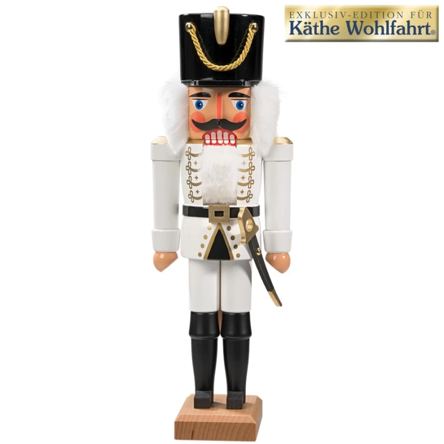 HODREWA 14.2 Inch White Hussar Nutcracker Soldier Christmas Decoration
