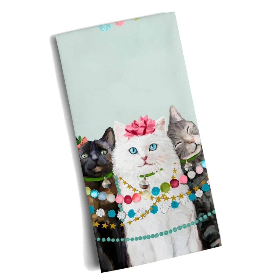 Festive Cat Trio Tea Towel - Christmas Kitchen Towel by Käthe Wohlfahrt - Holiday Decor
