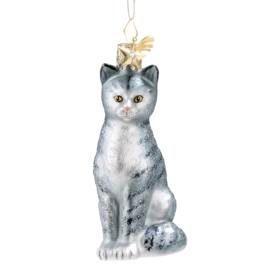 "Poesie in Glas House Cat Figurine - Elegant Decorative Collectible for Cat Lovers"