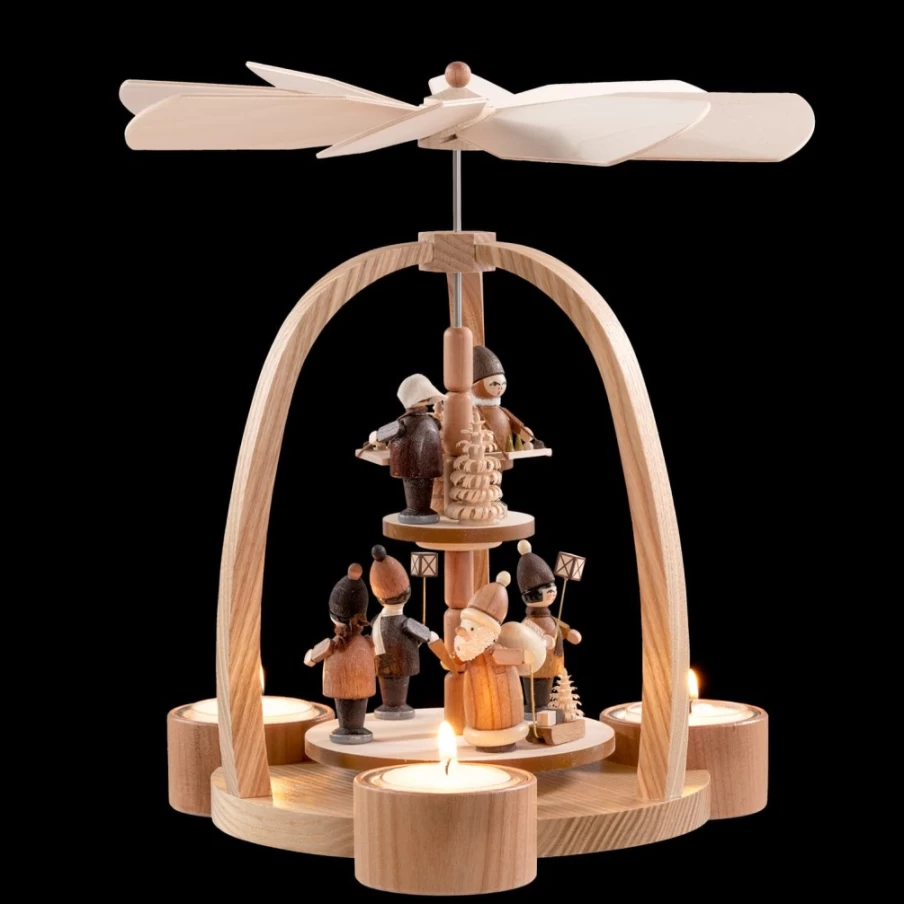 Käthe Wohlfahrt Tealight Candle Holder Pyramid - Santa Claus With Children Christmas Decoration