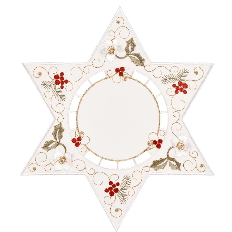 "Käthe Wohlfahrt Christmas Rose White Tablecloth 25cm - Festive Holiday Dining Decor"