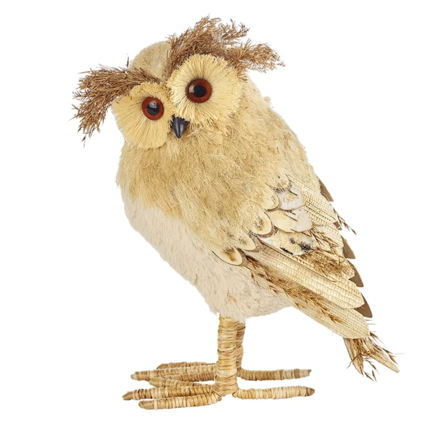 "Käthe Wohlfahrt Handcrafted Straw Owl Decoration 25cm | Unique German Folk Art Gift"