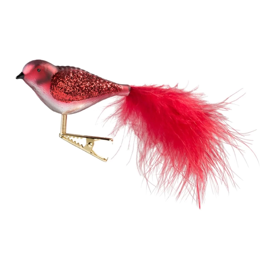 Poesie in Glas Red and White Glass Bird Figurine - Handcrafted Decorative Collectible