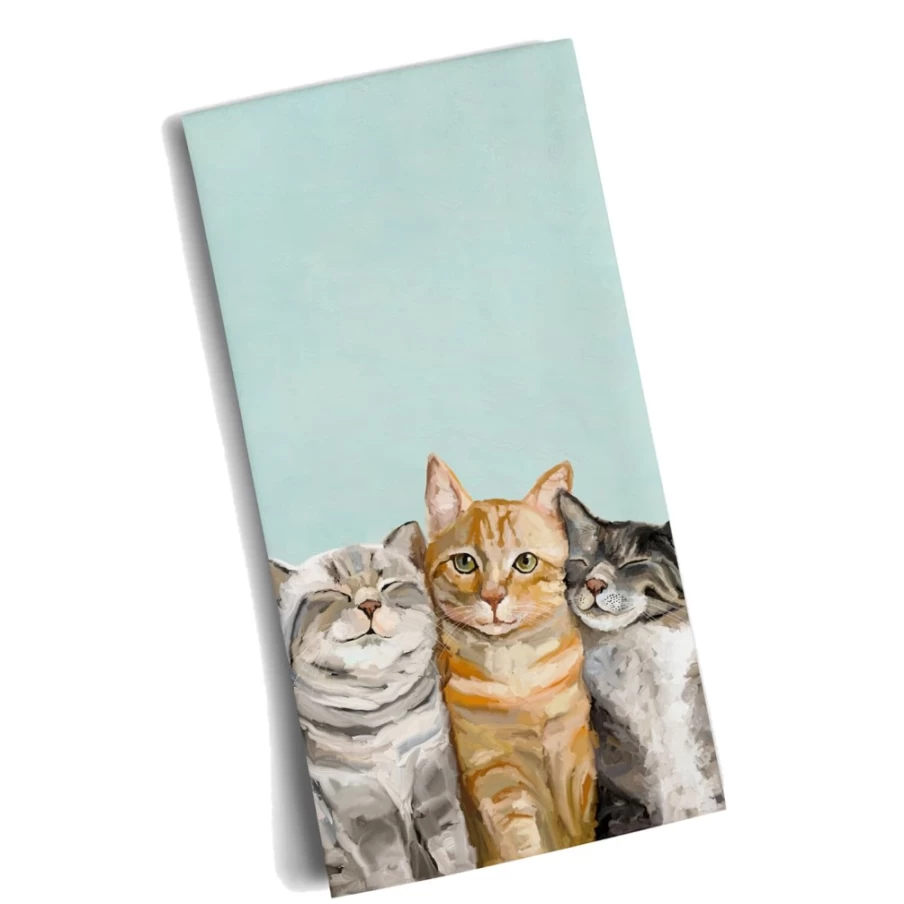 Käthe Wohlfahrt Cat Friends Decorative Dish Towel - Cute Kitchen Towel with Cat Design