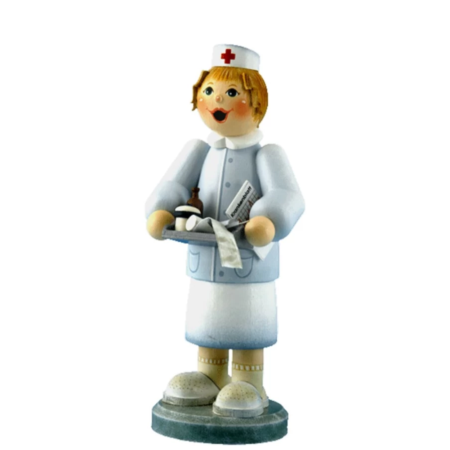 Käthes Original Holzknoddl "Nurse" Incense Smoker - Handcrafted German Christmas Decoration