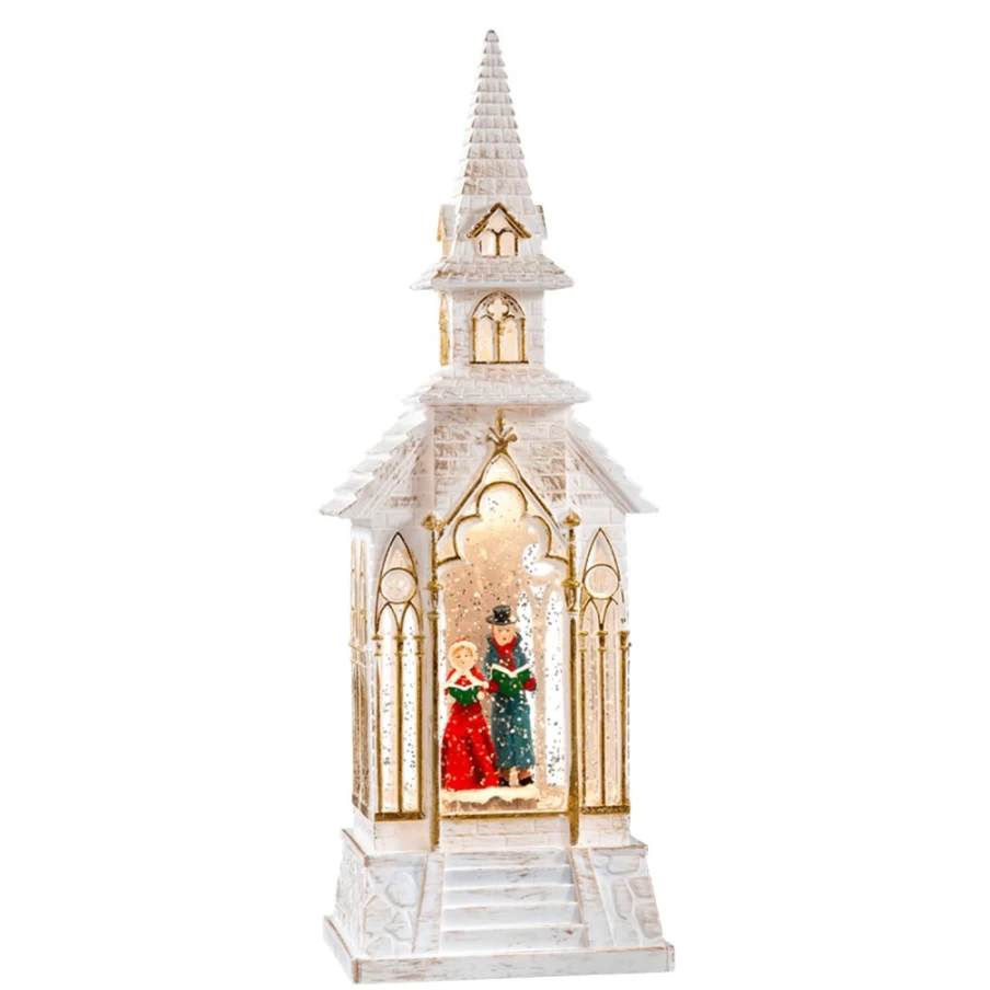 KONSTSMIDE LED Snow Lantern "Church" - 33Cm Outdoor Christmas Decoration, Waterproof Winter Light for Garden and Patio