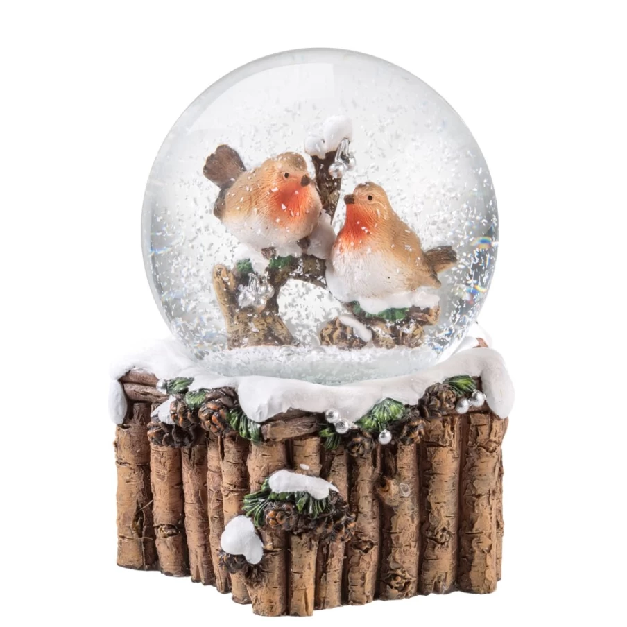 Käthe Wohlfahrt Romantic Robin Couple Snow Globe - Collectible Christmas Decoration