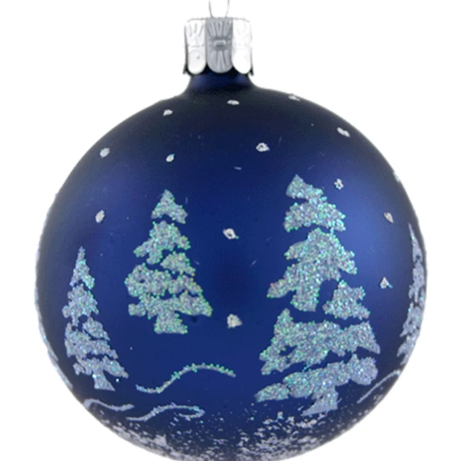 Käthe Wohlfahrt Blue Glimmer Tree Glass Bauble Ornament, 7cm Holiday Decoration