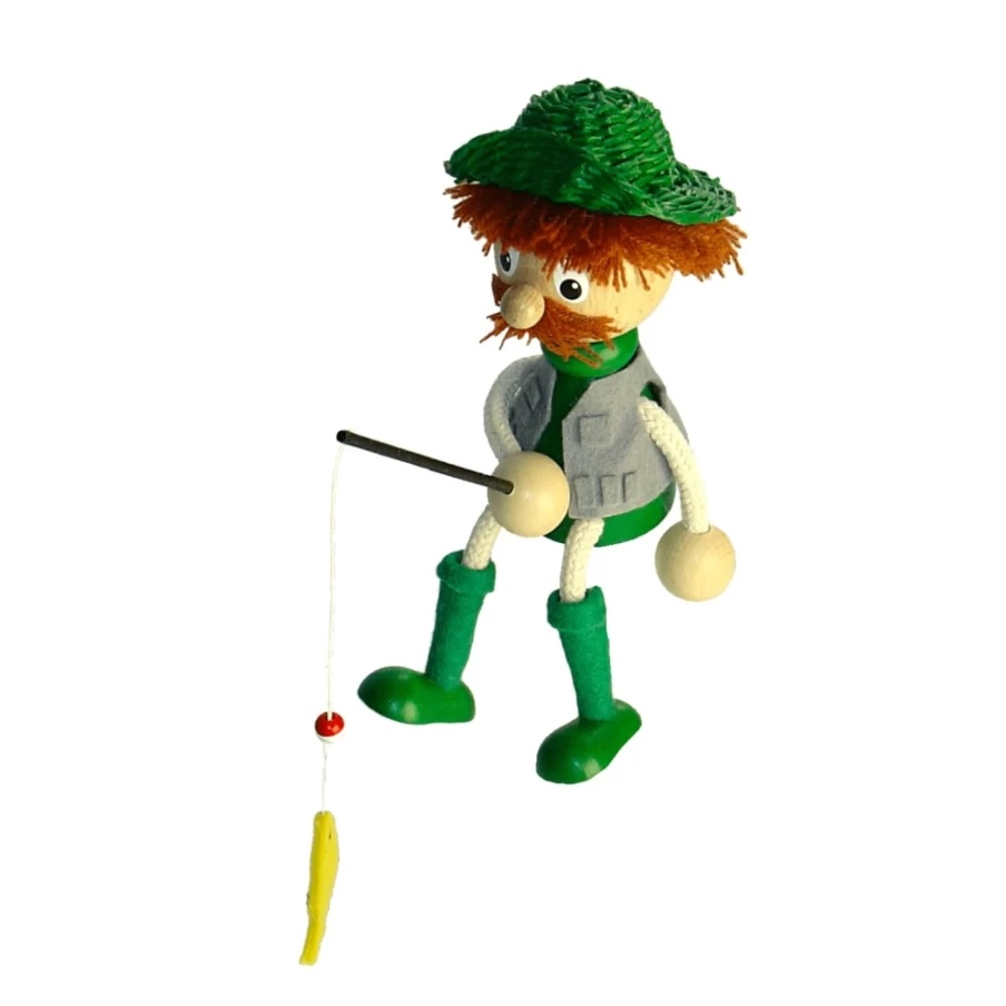 Käthe Wohlfahrt Handmade Swinging Fisherman Figurine - Traditional German Christmas Decoration