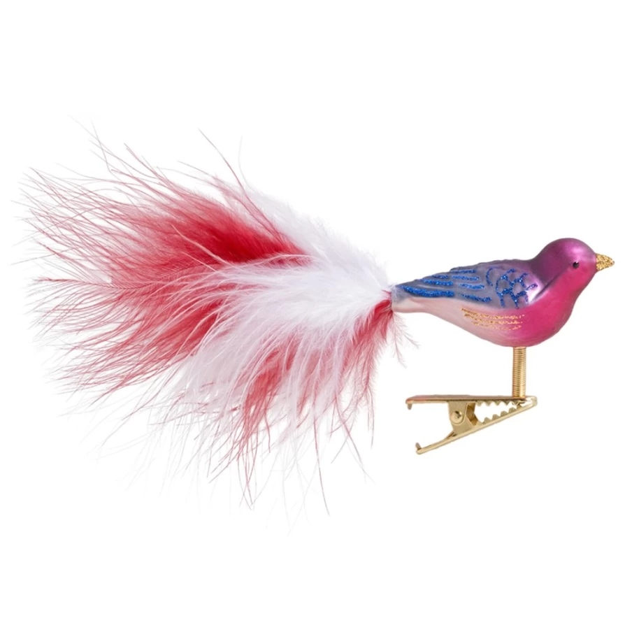 "Poesie in Glas Glass Bird Figurine - Elegant Pink & Purple Handcrafted Decoration"