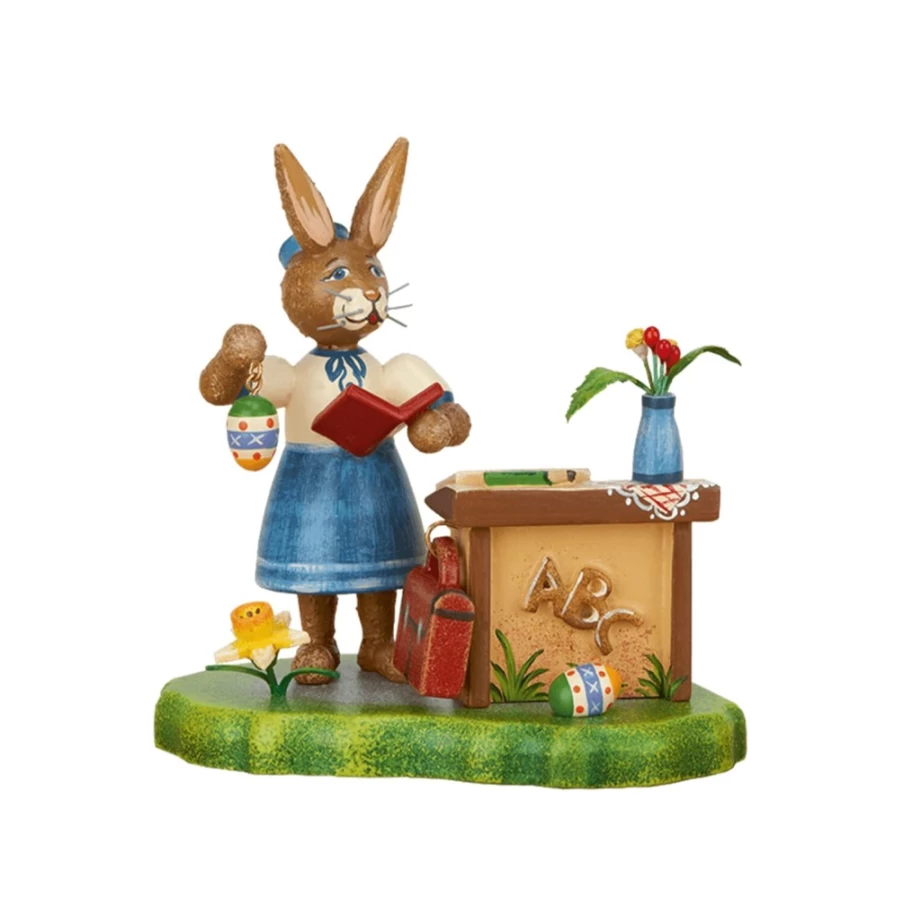 "Hubrig Volkskunst Rabbit School Female Teacher Collectible Figurine"