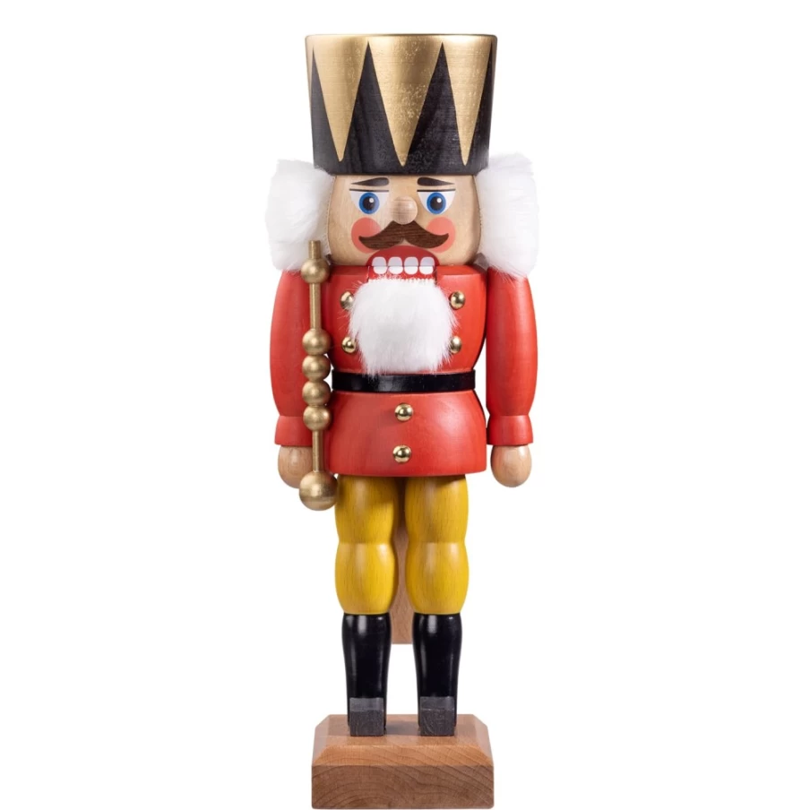 HODREWA Red King Nutcracker - 11.8 Inch Christmas Decoration, Handcrafted Wooden Soldier Figurine for Holiday Decor