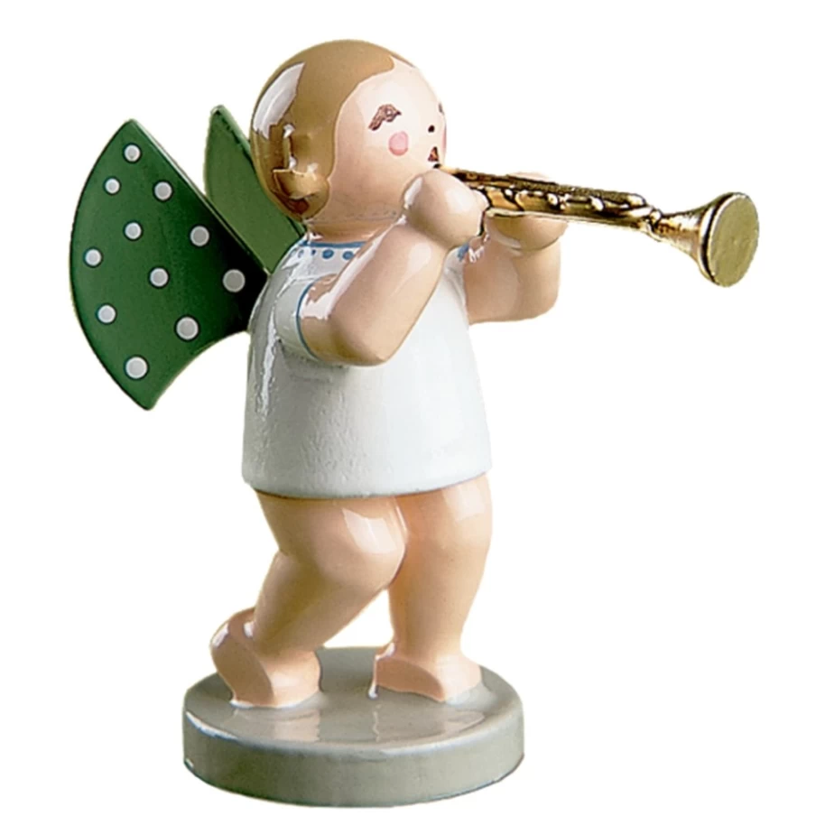 "WENDT & KÜHN Angel With Trumpet Figurine – Handcrafted Standing Angel Statue"