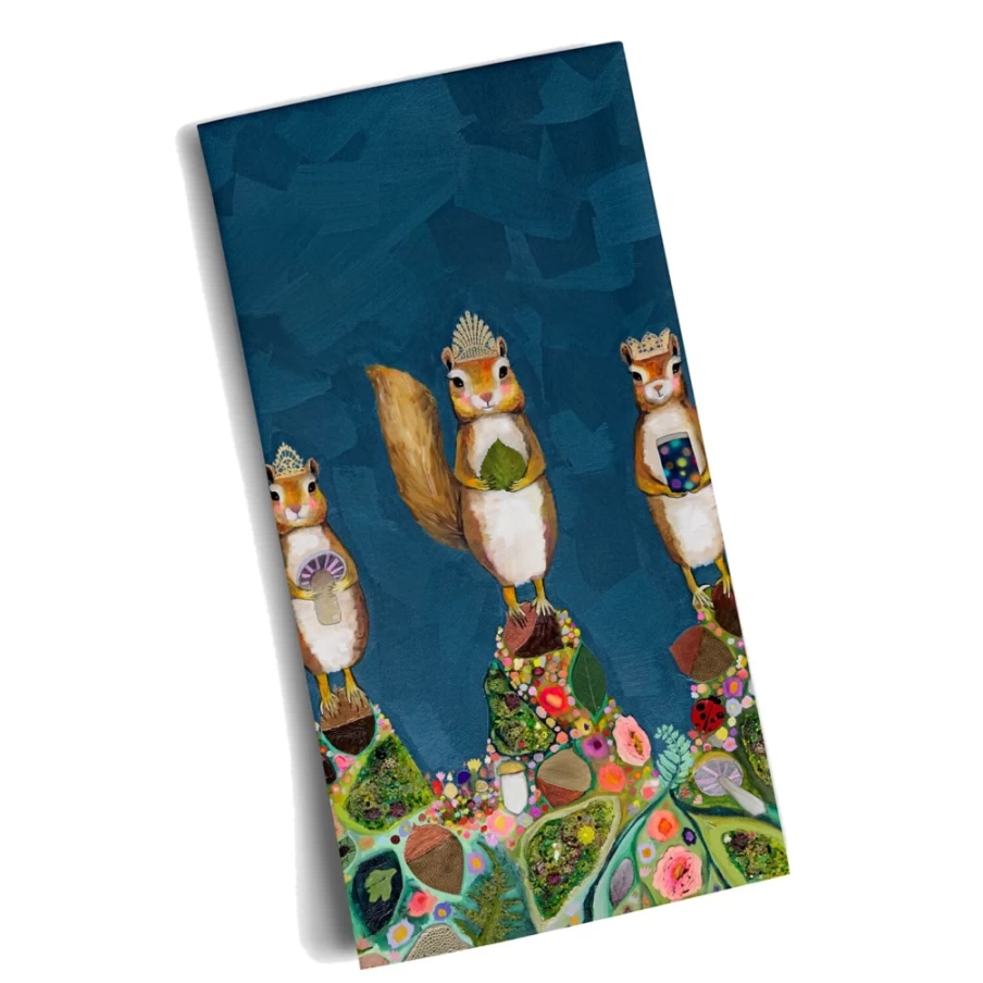 Käthe Wohlfahrt Squirrel Royale Christmas Tea Towel - Festive Kitchen Decor