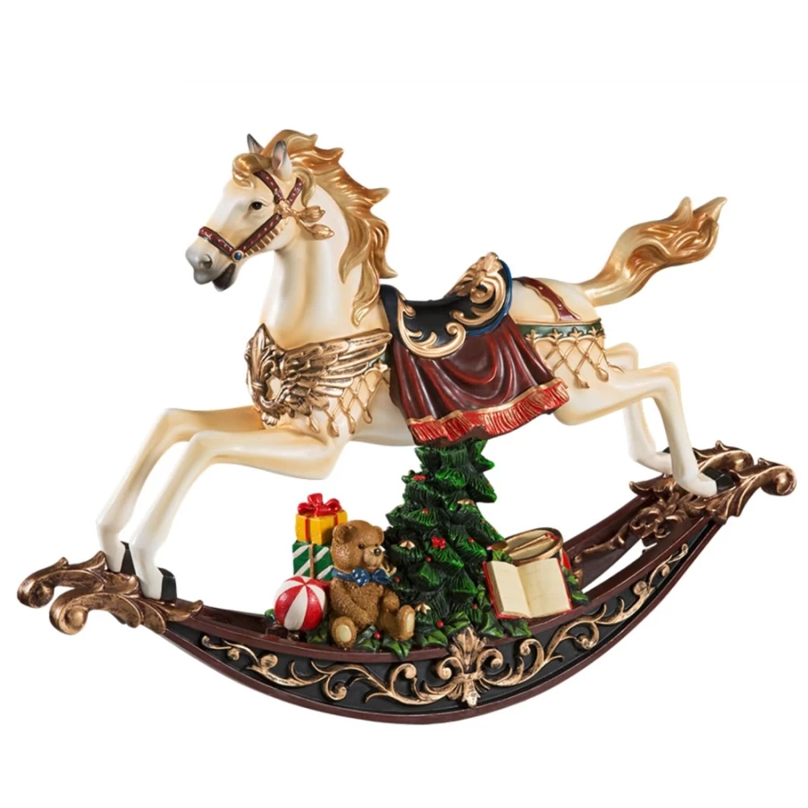 Käthe Wohlfahrt Handcrafted Wooden Rocking Horse Music Box with Melodic Movement