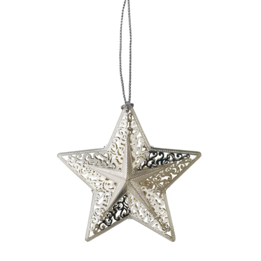 "Käthe Wohlfahrt Silver Star Christmas Ornament – Elegant Holiday Decor"