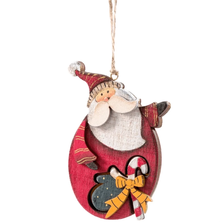 "Käthe Wohlfahrt Handcrafted Wooden Santa Claus Figurine with Candy Cane - Christmas Decoration"