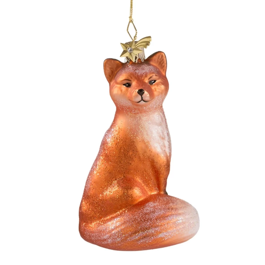 "Poesie in Glas Sitting Fox Figurine - Handcrafted Glass Decor"