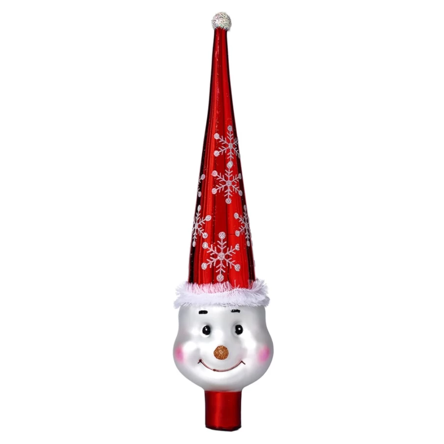 Käthe Wohlfahrt Red Snowman Christmas Tree Topper, 30cm Holiday Decoration