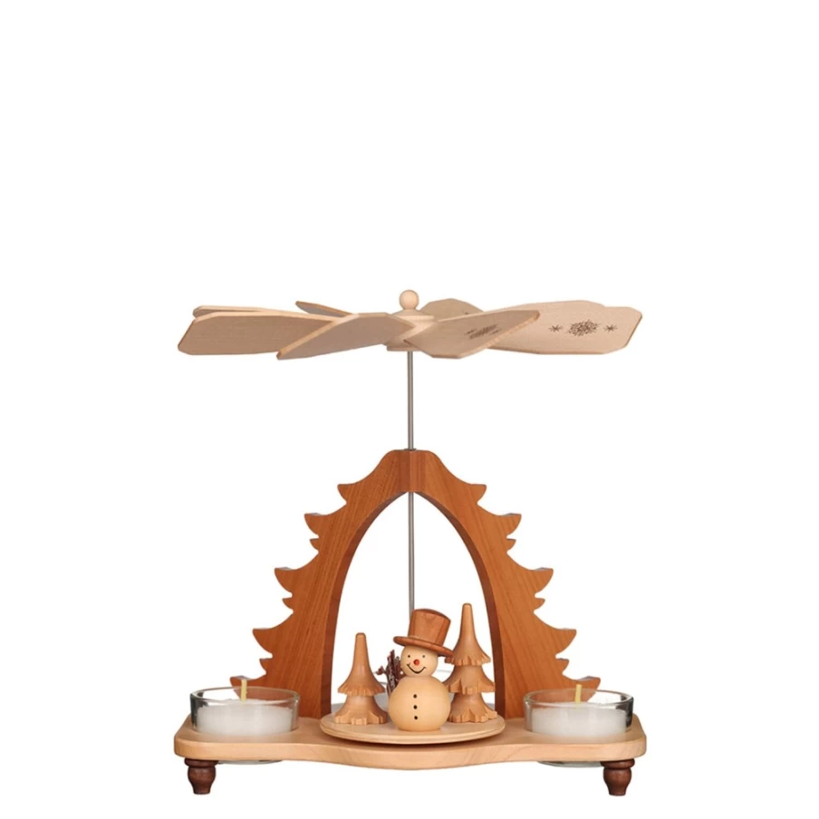 Christian ULBRICHT Tealight Candle Holder Pyramid "Snowman" - Decorative Winter Holiday Decor