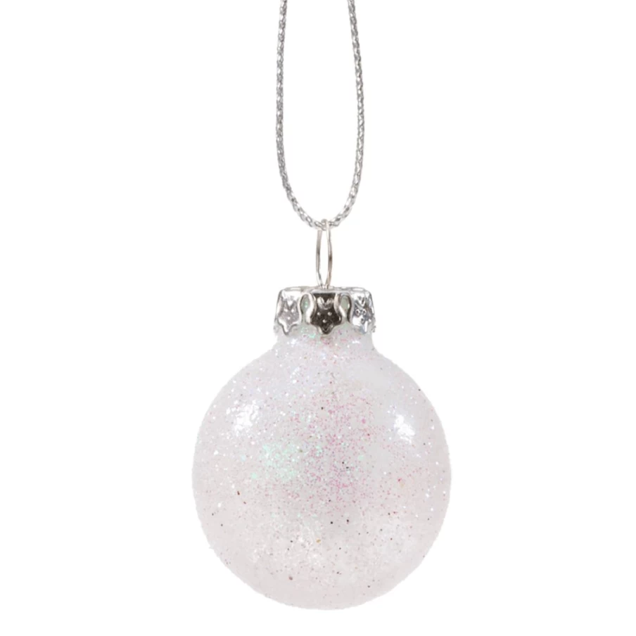 Käthe Wohlfahrt 3cm White Glass Bauble with Silver Glimmer – Elegant Christmas Ornament