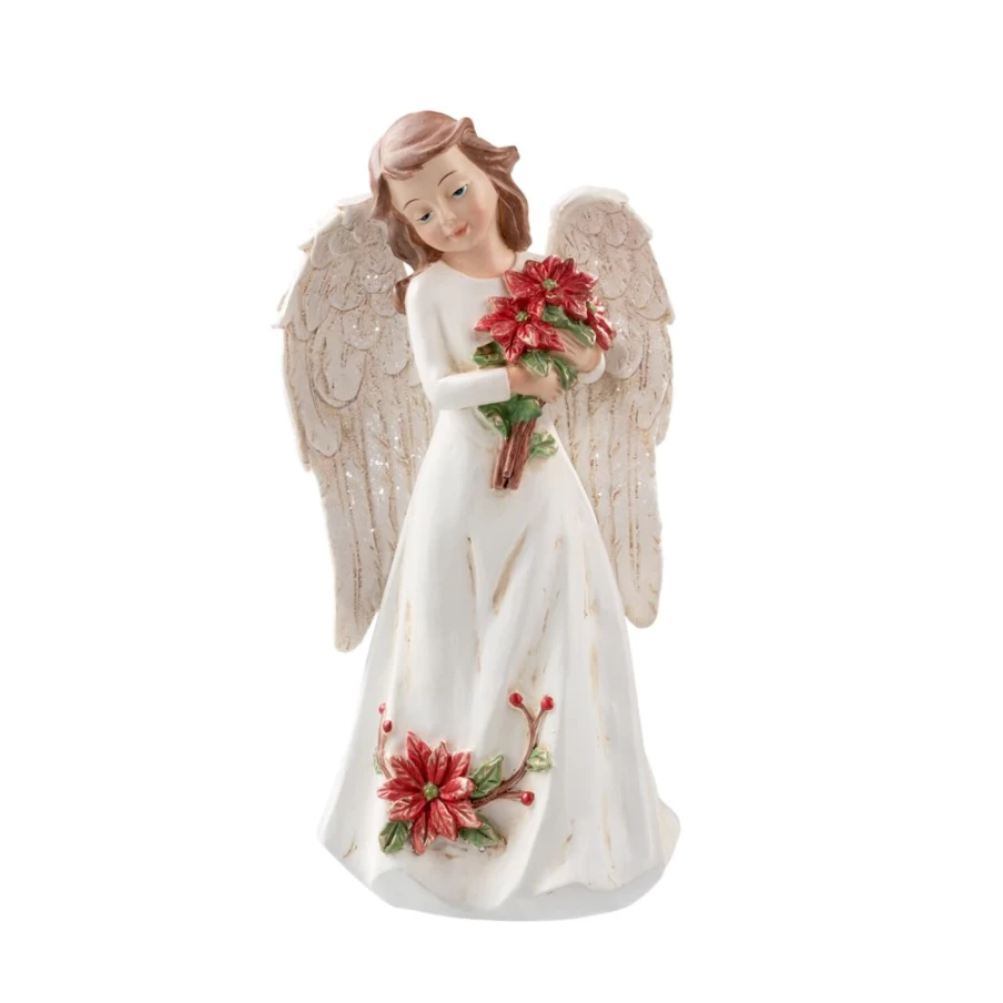 "Käthe Wohlfahrt Angel With Poinsettias Christmas Ornament – Handcrafted German Holiday Decoration"