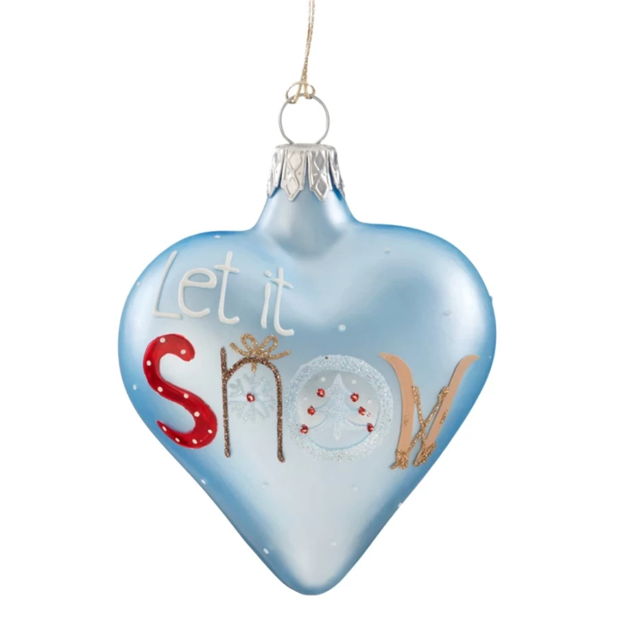 Käthe Wohlfahrt Blue Heart Ornament "Let It Snow" 7cm Christmas Decoration