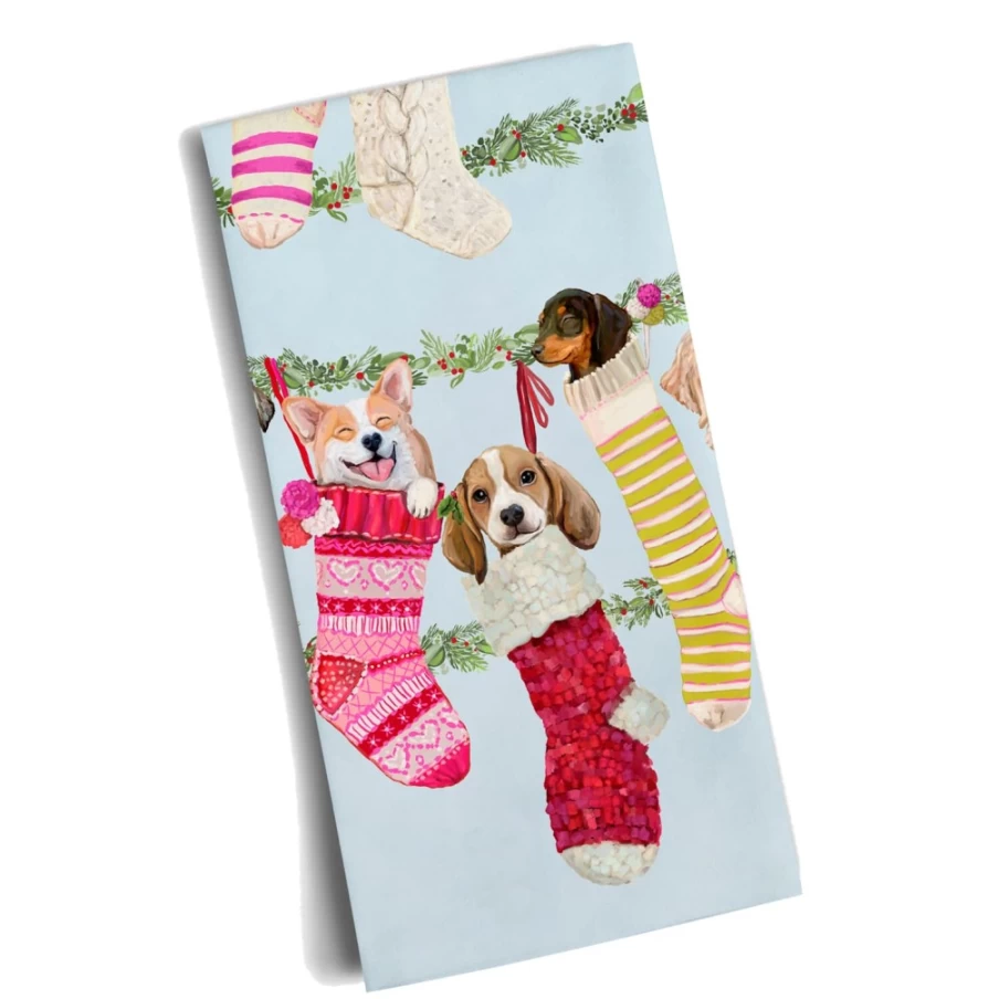 Käthe Wohlfahrt Christmas Sweet Stockings Tea Towel - Holiday Kitchen Decor