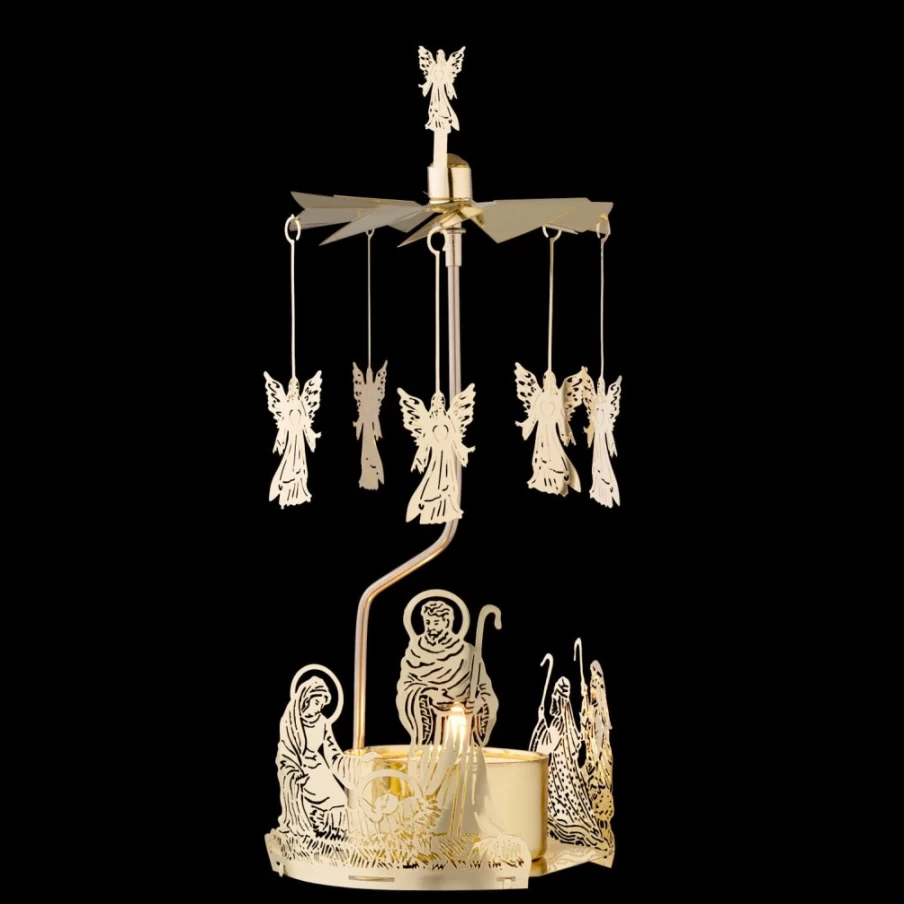 Käthe Wohlfahrt Gold Tealight Mobile Holy Family Christmas Decoration