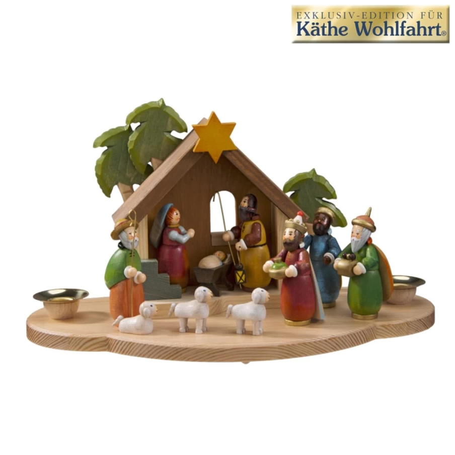 Käthes Original Christmas Manger Candle Holder - Nativity Scene Decor for Holiday Tabletop