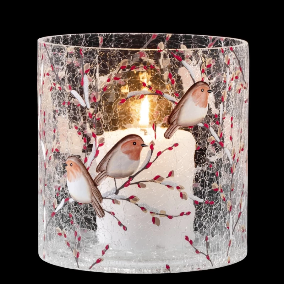 Käthe Wohlfahrt Robin Family Candle Holder – 15 cm Decorative Christmas Decor