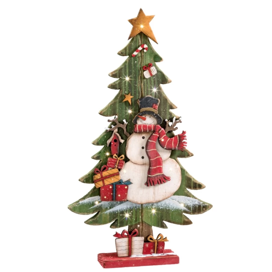 "Käthe Wohlfahrt Handcrafted Fir Tree Christmas Ornament with Snowman Decoration"
