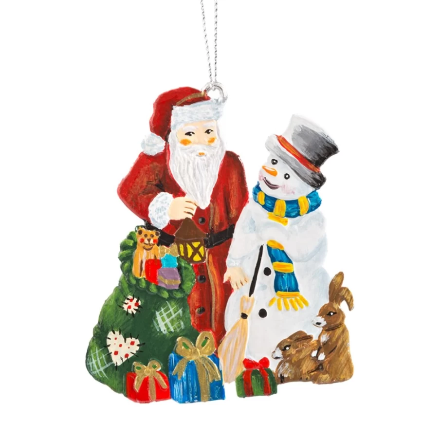 "Käthes Original Santa And Snowman Christmas Figurine – Handcrafted Holiday Decoration"